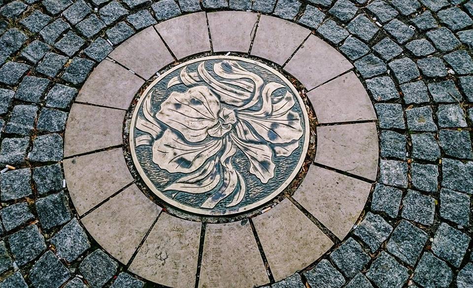 Magjarov secesijski iris kao ornament na šahtu ispred palate Reik koju je ovaj daroviti arhitekta projektovao 1907.